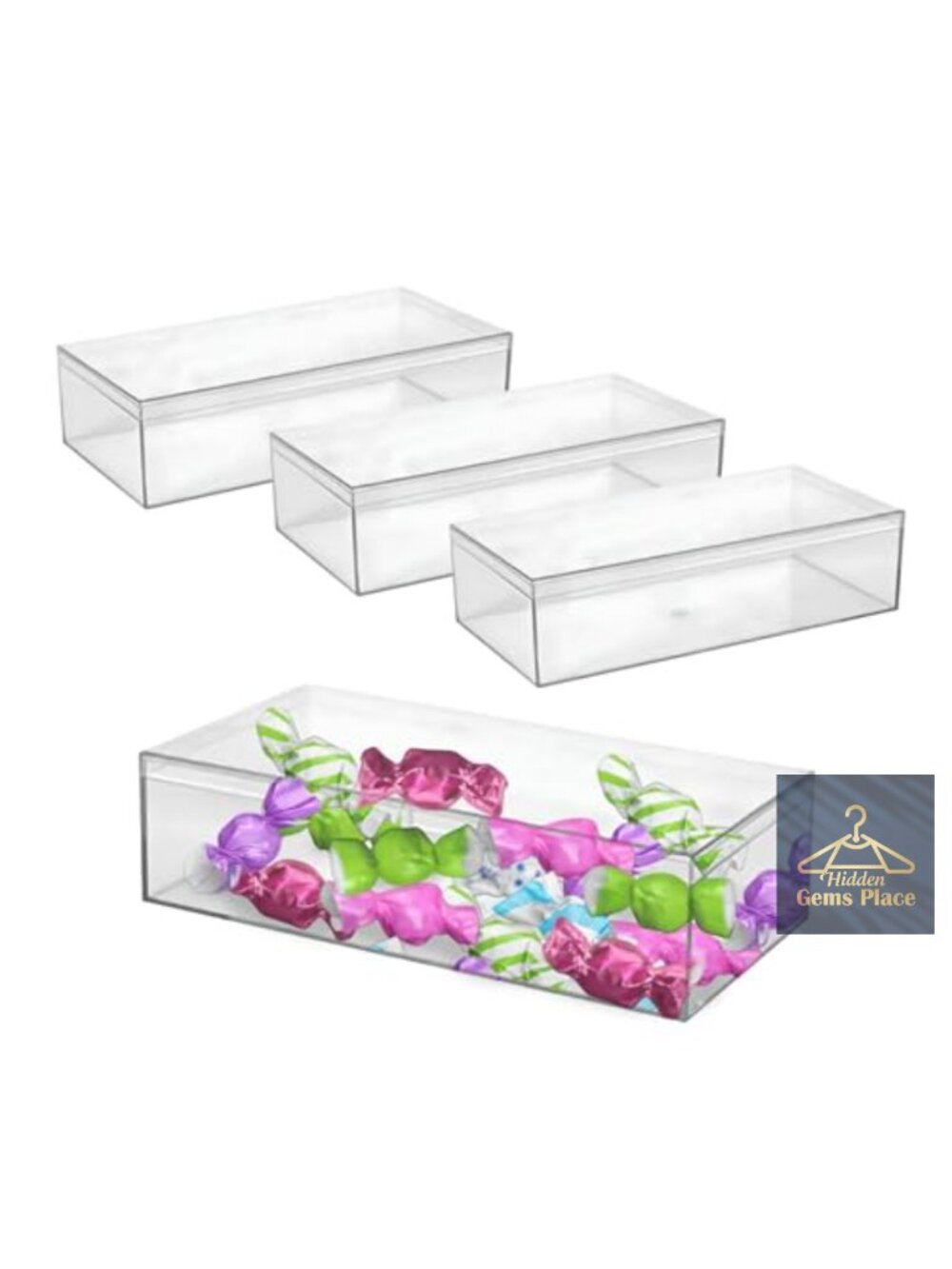 Acrylic Clear Storage Boxes Set of 4 Organizer Bins for Makeup, Desk, Shelf